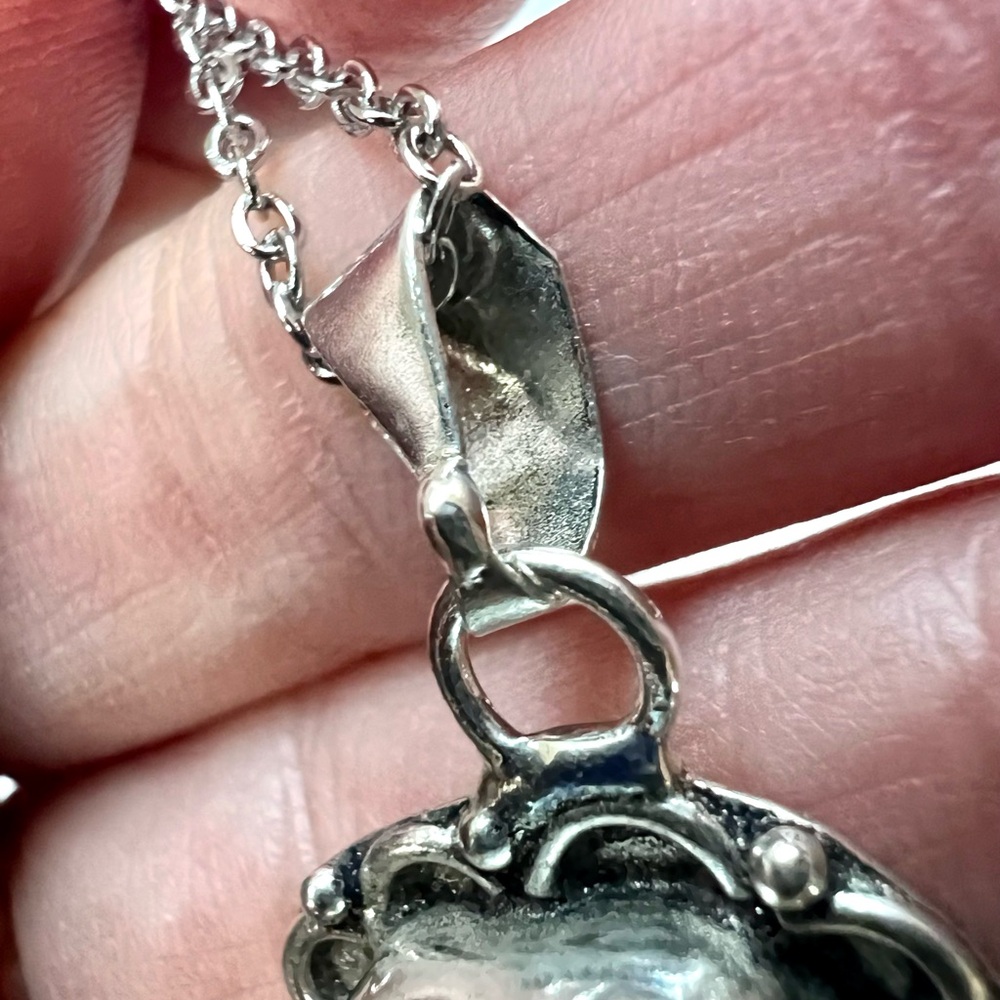 925 Calming Caribbean Larimar Pendant Necklace *flaw* - Picture 7 of 8
